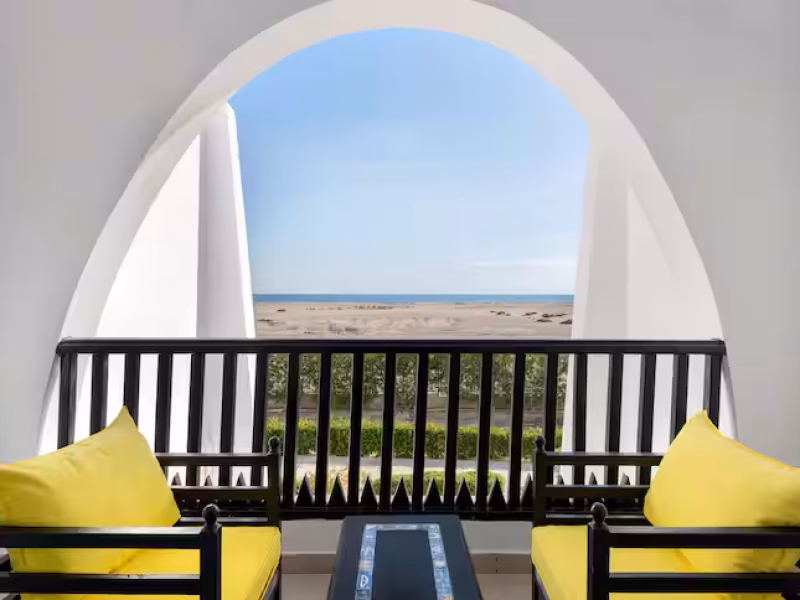 twin guest room with sea view at Hilton Marsa Alam Nubian Resort