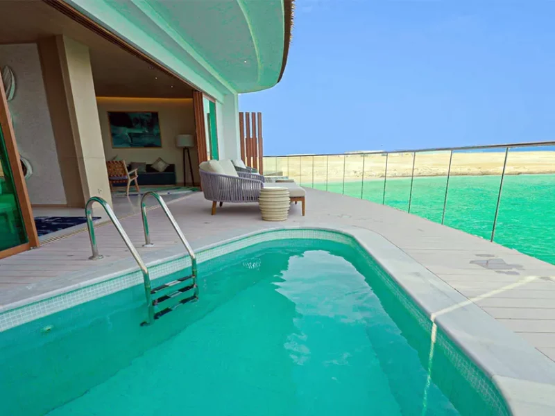Luxury Water Bungalow over the Red Sea with private deck on Tawila Island, El Gouna